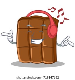 Listening music chocolate character cartoon style