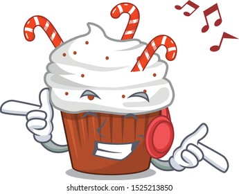 Listening music christmas cupcake in the character fridge