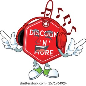 Listening music christmas discount tag mascot cartoon design style