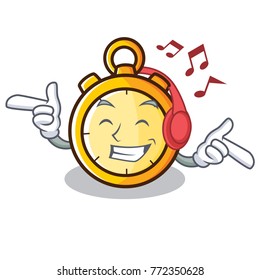 Listening music chronometer character cartoon style