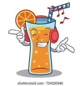 Listening music cocktail character cartoon style vector illustration