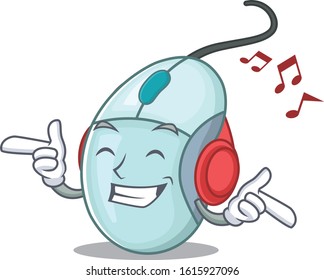 Listening music computer mouse mascot cartoon character design