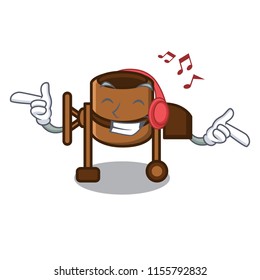 Listening music concrete mixer mascot cartoon