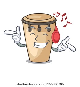 Listening music conga mascot cartoon style