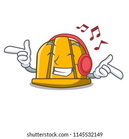 Listening music construction helmet mascot cartoon