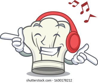 Listening music cook hat mascot cartoon character design