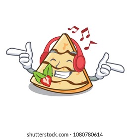 Listening music crepe mascot cartoon style