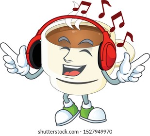 Listening music cup coffee the character with mascot