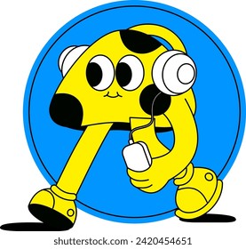 Listening Music Cute Sticker illustration