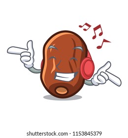 Listening music dates fruit mascot cartoon