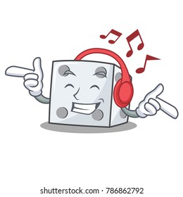 Listening music dice character cartoon style
