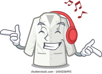 Listening music doctor coat stored in mascot cupboard