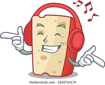 Listening music dutch cheese mascot cartoon character design