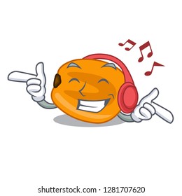 Listening music eat corn nuts in cartoon shape