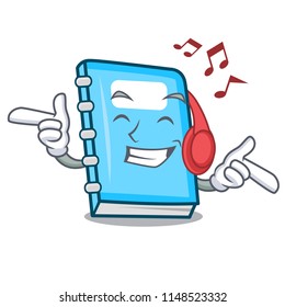 Listening music education mascot cartoon style