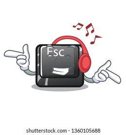 Listening music esc button attached to cartoon keyboard