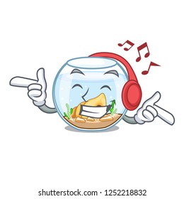 Listening music fishbowl jumping outside the on character