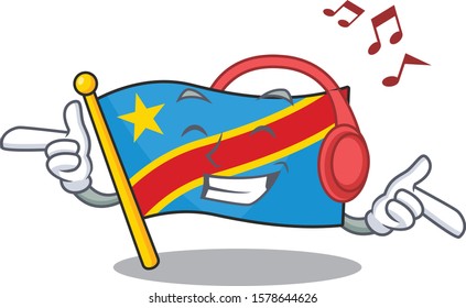 Listening music flag democratic republic mascot cartoon character design