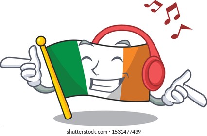 Listening music flag ireland stored in mascot drawer