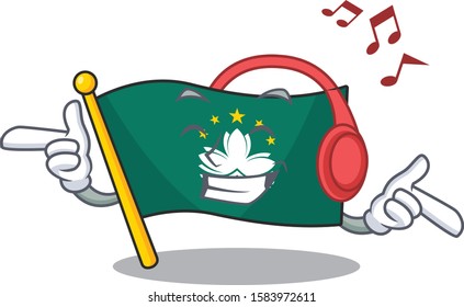 Listening music flag macau mascot cartoon character design