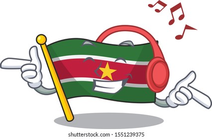 listening music flag suriname isolated in the mascot