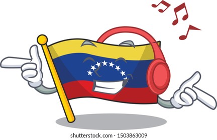 Listening music flag venezuela isolated with the cartoon