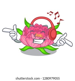 Listening music flower tree poeny in character form