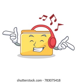 Listening music folder character cartoon style