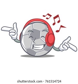 Listening music football character cartoon style