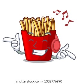 Listening music french fries wrapped in cartoon shapes