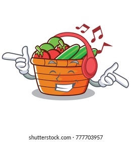 Listening music fruit basket character cartoon
