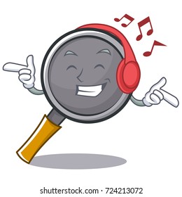 Listening music frying pan cartoon character