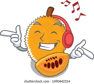 Listening music gac fruit isolated in the cartoon