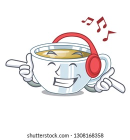 Listening music ginger tea in the cartoon shape