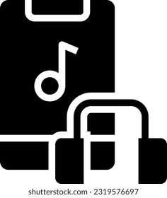 Listening Music Glyph Icon - Single Icon, Vector