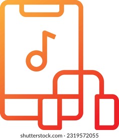 Listening Music Gradient Icon - Single Icon, Vector 