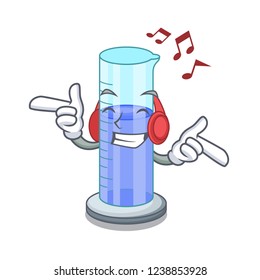 Listening music graduated shaped cylinder Isolated on cartoon