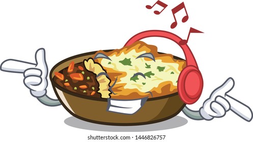 Listening music gratin in the a mascot shape