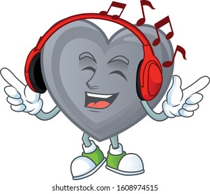 Listening music grey love mascot cartoon character design