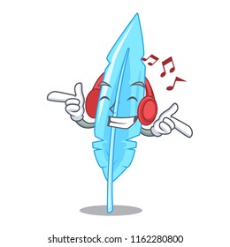 Listening music hand drawn feather mascot