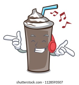 Listening music ice chocolate mascot cartoon