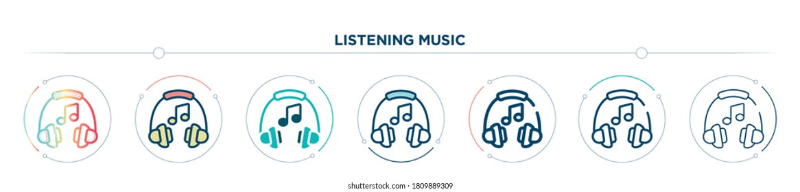 listening music icon designed in gradient, filled, two color, thin line and outline style. vector illustration of listening music vector icons. can be used for mobile, ui, web
