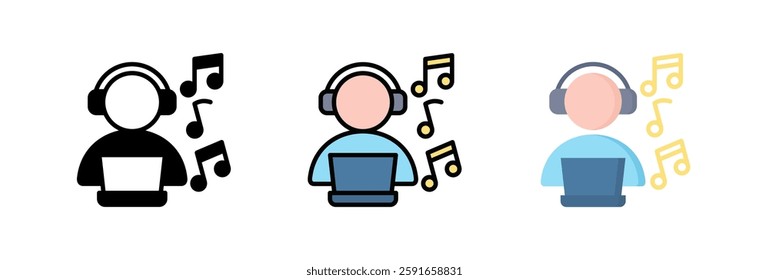 Listening Music Icon Element For Design