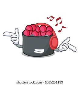 Listening music ikura mascot cartoon style