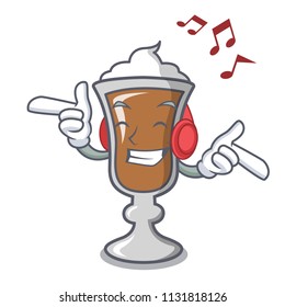 Listening music irish coffee mascot cartoon