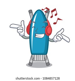 Listening music iron board mascot cartoon