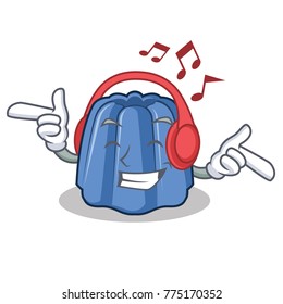 Listening music jelly character cartoon style