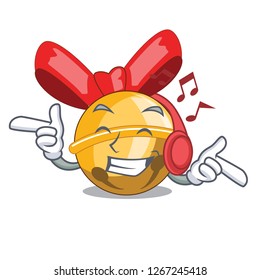 Listening music Jinggle bell ball christmas on character