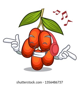 Listening music jujube fruit in the shape mascot
