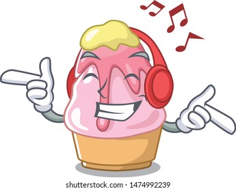 Listening music kakigori with in the cartoon shape